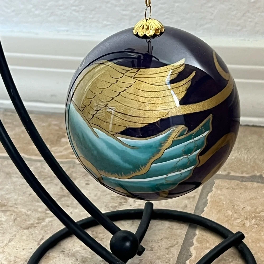 Pier 1 Li Bien Hand Painted Glass Ornament Holiday Christmas Angel Vintage 1999